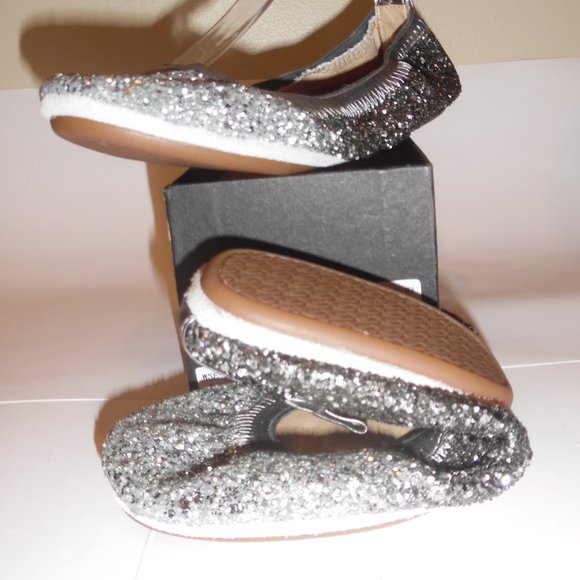 Yosi Samra Oxidized Silver Ombre Glitter Serena Foldable Ballet Flat Shoes 8 - Picture 9 of 16